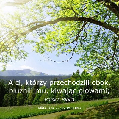Picture 03 - Mateusza 27:39 POLUBG - A ci, którzy przechodzili obok, bluźnili mu, - Bible Verse Picture
