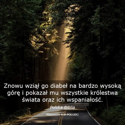 Picture 03 - Mateusza 4:8 POLUBG - Znowu wziął go diabeł na bardzo wysoką górę - Bible Verse Picture