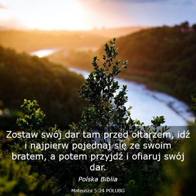 Picture 03 - Mateusza 5:24 POLUBG - Zostaw swój dar tam przed ołtarzem, idź i - Bible Verse Picture