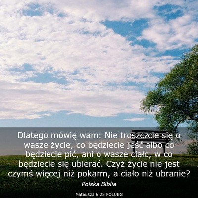 Picture 03 - Mateusza 6:25 POLUBG - Dlatego mówię wam: Nie troszczcie się o wasze - Bible Verse Picture
