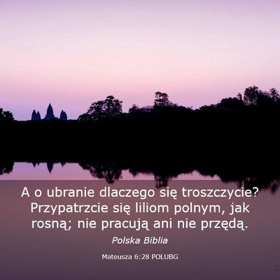 Picture 03 - Mateusza 6:28 POLUBG - A o ubranie dlaczego się troszczycie? - Bible Verse Picture