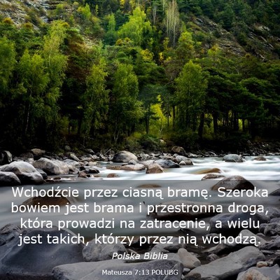 Picture 03 - Mateusza 7:13 POLUBG - Wchodźcie przez ciasną bramę. Szeroka bowiem - Bible Verse Picture