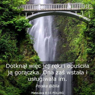 Picture 03 - Mateusza 8:15 POLUBG - Dotknął więc jej ręki i opuściła ją - Bible Verse Picture