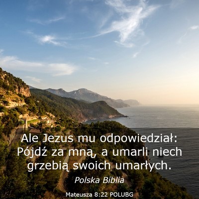 Picture 03 - Mateusza 8:22 POLUBG - Ale Jezus mu odpowiedział: Pójdź za mną, a - Bible Verse Picture