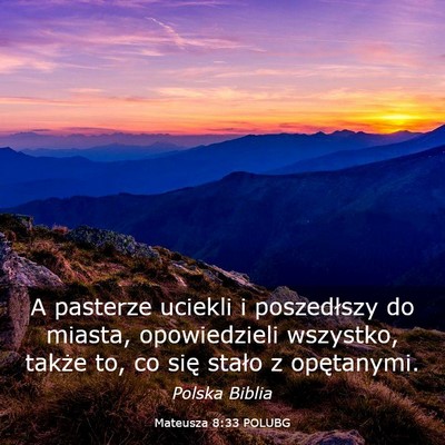 Picture 03 - Mateusza 8:33 POLUBG - A pasterze uciekli i poszedłszy do miasta, - Bible Verse Picture