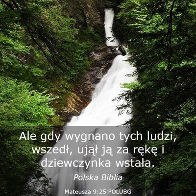 Picture 03 - Mateusza 9:25 POLUBG - Ale gdy wygnano tych ludzi, wszedł, ujął ją - Bible Verse Picture
