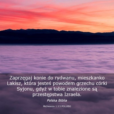 Picture 03 - Micheasza 1:13 POLUBG - Zaprzęgaj konie do rydwanu, mieszkanko Lakisz, - Bible Verse Picture