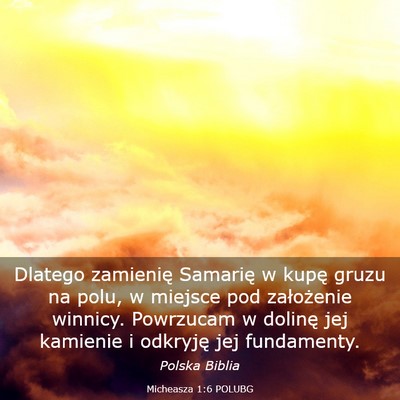 Picture 03 - Micheasza 1:6 POLUBG - Dlatego zamienię Samarię w kupę gruzu na polu, - Bible Verse Picture