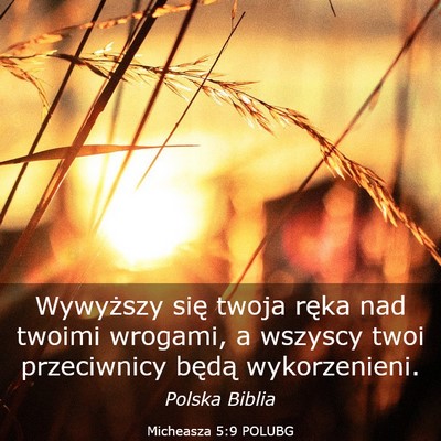 Picture 03 - Micheasza 5:9 POLUBG - Wywyższy się twoja ręka nad twoimi wrogami, a - Bible Verse Picture