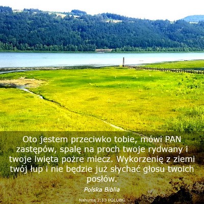 Picture 03 - Nahuma 2:13 POLUBG - Oto jestem przeciwko tobie, mówi PAN zastępów, - Bible Verse Picture