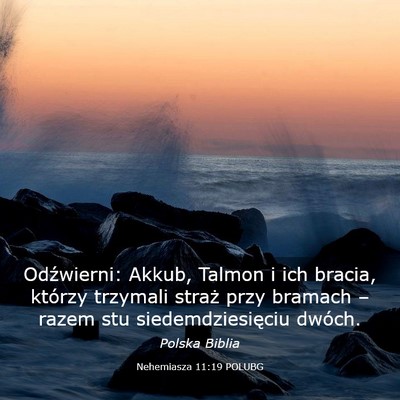 Picture 03 - Nehemiasza 11:19 POLUBG - Odźwierni: Akkub, Talmon i ich bracia, którzy - Bible Verse Picture
