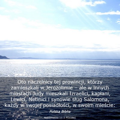 Picture 03 - Nehemiasza 11:3 POLUBG - Oto naczelnicy tej prowincji, którzy zamieszkali - Bible Verse Picture
