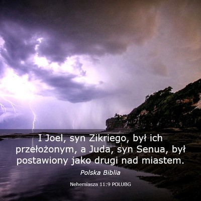Picture 03 - Nehemiasza 11:9 POLUBG - I Joel, syn Zikriego, był ich przełożonym, a - Bible Verse Picture