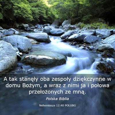 Picture 03 - Nehemiasza 12:40 POLUBG - A tak stanęły oba zespoły dziękczynne w domu - Bible Verse Picture