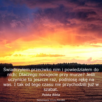 Picture 03 - Nehemiasza 13:21 POLUBG - Świadczyłem przeciwko nim i powiedziałem do - Bible Verse Picture