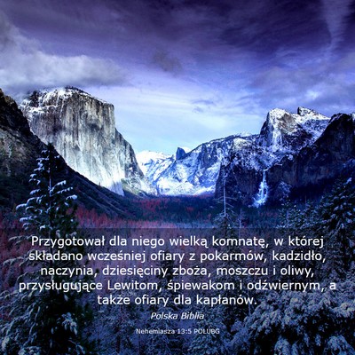 Picture 03 - Nehemiasza 13:5 POLUBG - Przygotował dla niego wielką komnatę, w - Bible Verse Picture