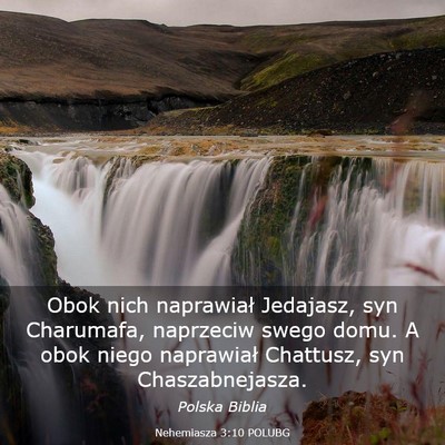 Picture 03 - Nehemiasza 3:10 POLUBG - Obok nich naprawiał Jedajasz, syn Charumafa, - Bible Verse Picture