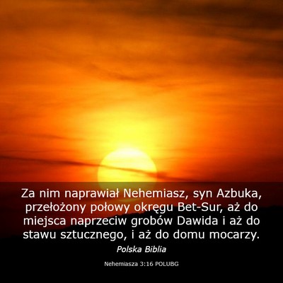 Picture 03 - Nehemiasza 3:16 POLUBG - Za nim naprawiał Nehemiasz, syn Azbuka, - Bible Verse Picture