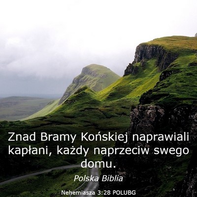 Picture 03 - Nehemiasza 3:28 POLUBG - Znad Bramy Końskiej naprawiali kapłani, każdy - Bible Verse Picture