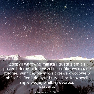 Picture 03 - Nehemiasza 9:25 POLUBG - Zdobyli warowne miasta i tłustą ziemię i - Bible Verse Picture