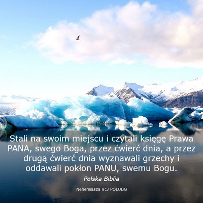 Picture 03 - Nehemiasza 9:3 POLUBG - Stali na swoim miejscu i czytali księgę Prawa - Bible Verse Picture