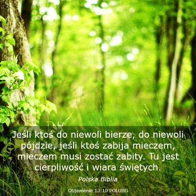 Picture 03 - Objawienie 13:10 POLUBG - Jeśli ktoś do niewoli bierze, do niewoli - Bible Verse Picture