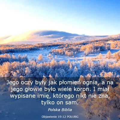 Picture 03 - Objawienie 19:12 POLUBG - Jego oczy były jak płomień ognia, a na jego - Bible Verse Picture