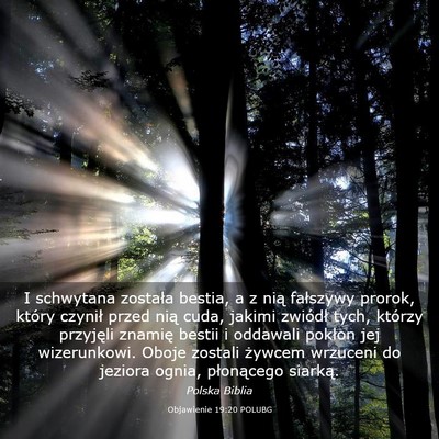 Picture 03 - Objawienie 19:20 POLUBG - I schwytana została bestia, a z nią fałszywy - Bible Verse Picture