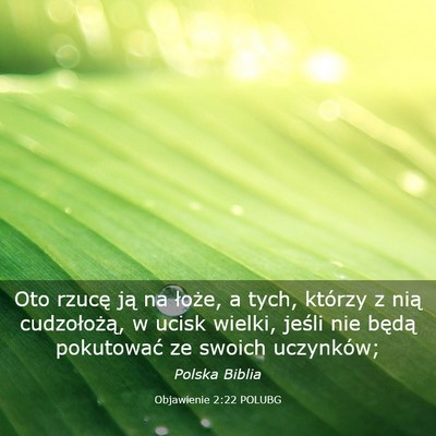 Picture 03 - Objawienie 2:22 POLUBG - Oto rzucę ją na łoże, a tych, którzy z nią - Bible Verse Picture