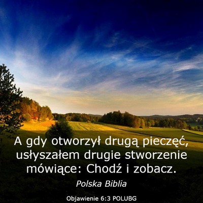 Picture 03 - Objawienie 6:3 POLUBG - A gdy otworzył drugą pieczęć, usłyszałem - Bible Verse Picture