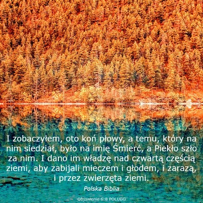 Picture 03 - Objawienie 6:8 POLUBG - I zobaczyłem, oto koń płowy, a temu, który na - Bible Verse Picture