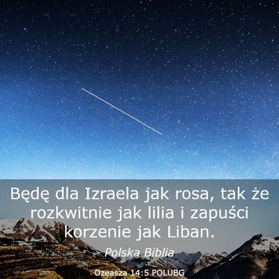 Picture 03 - Ozeasza 14:5 POLUBG - Będę dla Izraela jak rosa, tak że rozkwitnie - Bible Verse Picture