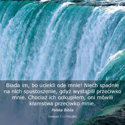 Picture 03 - Ozeasza 7:13 POLUBG - Biada im, bo uciekli ode mnie! Niech spadnie na - Bible Verse Picture