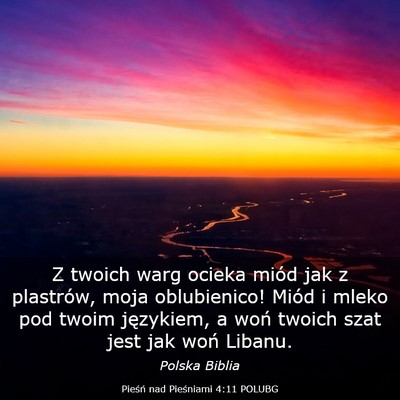 Picture 03 - Pieśń nad Pieśniami 4:11 POLUBG - Z twoich warg ocieka miód jak z plastrów, moja - Bible Verse Picture
