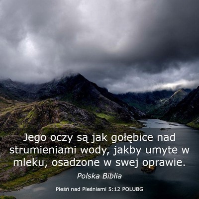 Picture 03 - Pieśń nad Pieśniami 5:12 POLUBG - Jego oczy są jak gołębice nad strumieniami - Bible Verse Picture