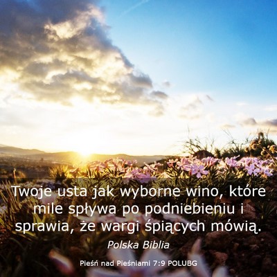 Picture 03 - Pieśń nad Pieśniami 7:9 POLUBG - Twoje usta jak wyborne wino, które mile spływa - Bible Verse Picture