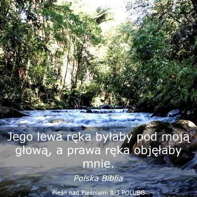 Picture 03 - Pieśń nad Pieśniami 8:3 POLUBG - Jego lewa ręka byłaby pod moją głową, a - Bible Verse Picture