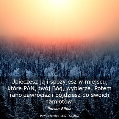 Picture 03 - Powtórzonego 16:7 POLUBG - Upieczesz ją i spożyjesz w miejscu, które PAN, - Bible Verse Picture