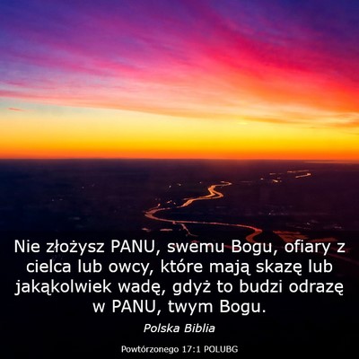 Picture 03 - Powtórzonego 17:1 POLUBG - Nie złożysz PANU, swemu Bogu, ofiary z cielca - Bible Verse Picture