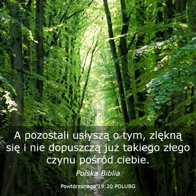 Picture 03 - Powtórzonego 19:20 POLUBG - A pozostali usłyszą o tym, zlękną się i nie - Bible Verse Picture