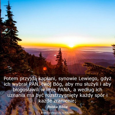 Picture 03 - Powtórzonego 21:5 POLUBG - Potem przyjdą kapłani, synowie Lewiego, gdyż - Bible Verse Picture