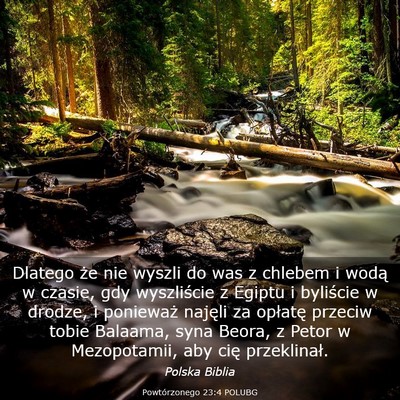 Picture 03 - Powtórzonego 23:4 POLUBG - Dlatego że nie wyszli do was z chlebem i wodą w - Bible Verse Picture