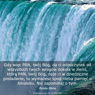 Picture 03 - Powtórzonego 25:19 POLUBG - Gdy więc PAN, twój Bóg, da ci odpoczynek od - Bible Verse Picture