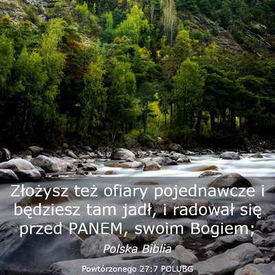 Picture 03 - Powtórzonego 27:7 POLUBG - Złożysz też ofiary pojednawcze i będziesz tam - Bible Verse Picture