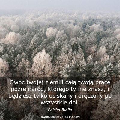 Picture 03 - Powtórzonego 28:33 POLUBG - Owoc twojej ziemi i całą twoją pracę pożre - Bible Verse Picture