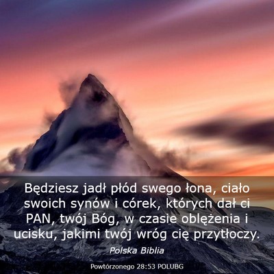 Picture 03 - Powtórzonego 28:53 POLUBG - Będziesz jadł płód swego łona, ciało swoich - Bible Verse Picture