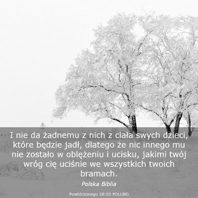 Picture 03 - Powtórzonego 28:55 POLUBG - I nie da żadnemu z nich z ciała swych dzieci, - Bible Verse Picture