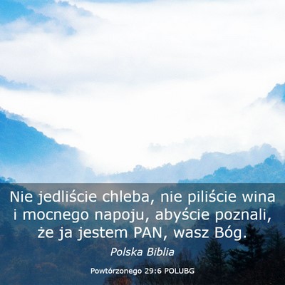 Picture 03 - Powtórzonego 29:6 POLUBG - Nie jedliście chleba, nie piliście wina i - Bible Verse Picture