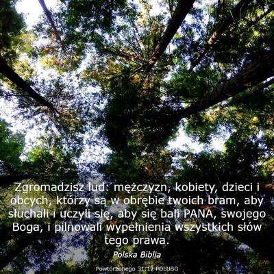 Picture 03 - Powtórzonego 31:12 POLUBG - Zgromadzisz lud: mężczyzn, kobiety, dzieci i - Bible Verse Picture