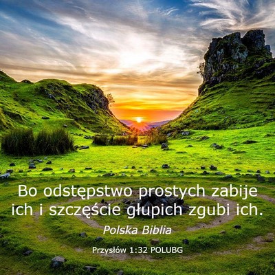 Picture 03 - Przysłów 1:32 POLUBG - Bo odstępstwo prostych zabije ich i szczęście - Bible Verse Picture